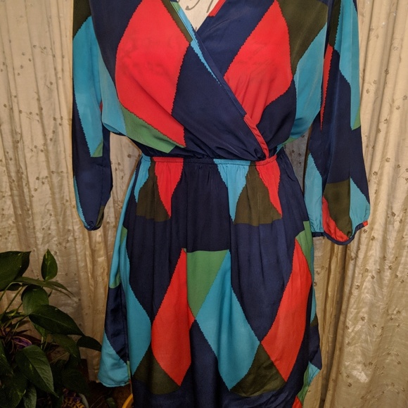 Multicolor Color Mini Wrap Dress - Picture 3 of 4